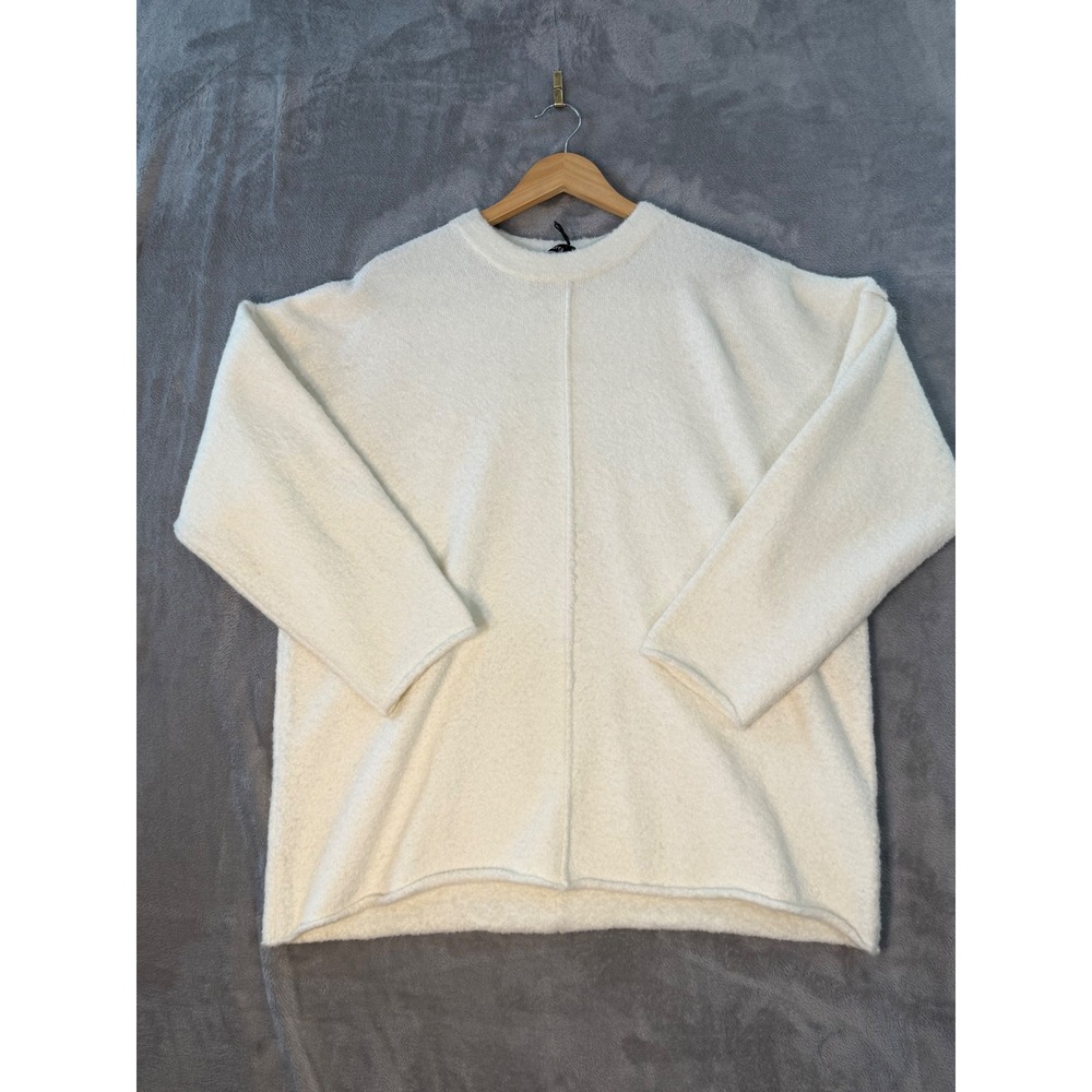 Ena Pelly Sweater Womens Size 4 Cream Oversized Knit Exposed Seam Detail